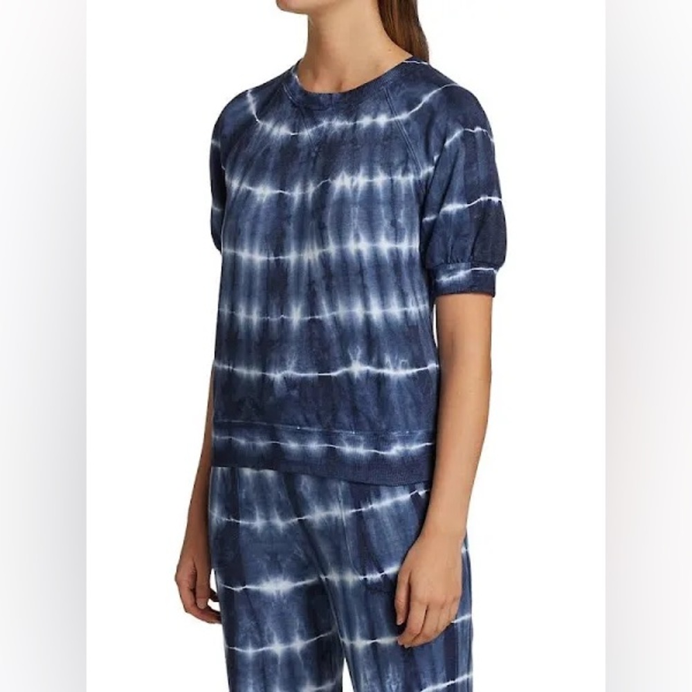 Sundry Tie Dye Puff Sleeve Raglan Sweatshirt in Navy/White Size S (4-6) - Picture 2 of 15